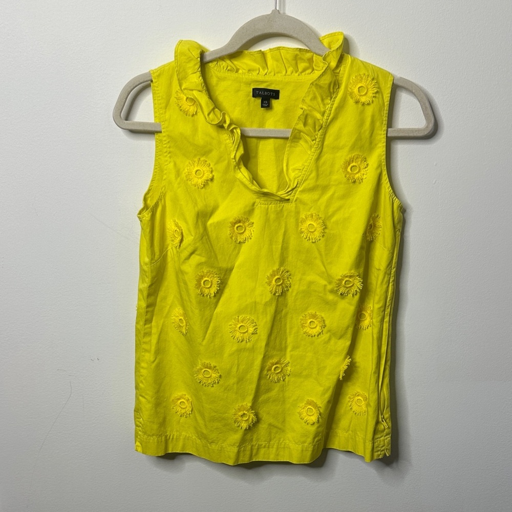 Talbots Yellow Ruffle-Trim Dandelion Tank Top
